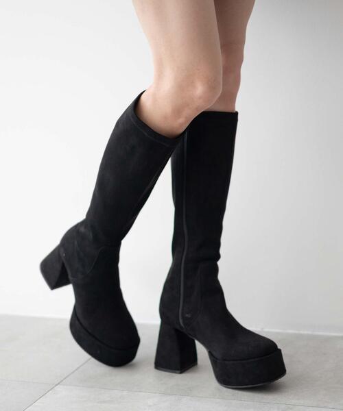 WEGO（ウィゴー）の「WEGO/ストーム付きワイドヒールロングブーツ（ブーツ・レディース・ブラック/ブラック系その他・X-LARGE/LARGE/MEDIUM/SMALL）」の12枚目の写真