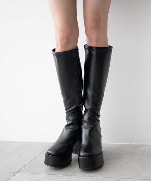 WEGO（ウィゴー）の「WEGO/ストーム付きワイドヒールロングブーツ（ブーツ・レディース・ブラック/ブラック系その他・X-LARGE/LARGE/MEDIUM/SMALL）」の16枚目の写真