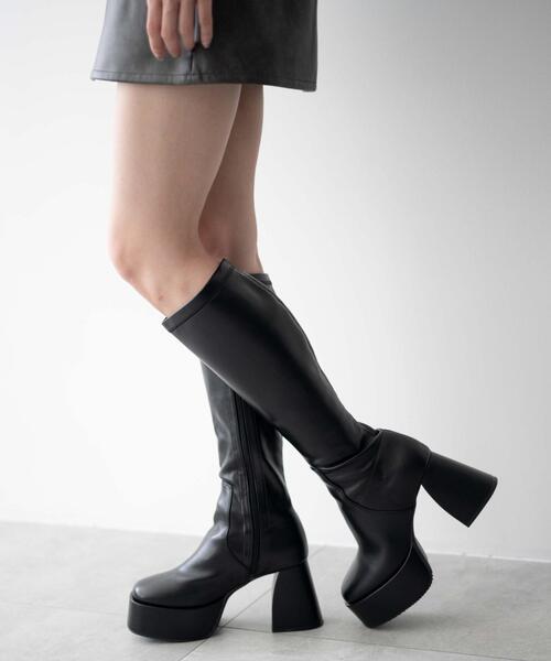 WEGO（ウィゴー）の「WEGO/ストーム付きワイドヒールロングブーツ（ブーツ・レディース・ブラック/ブラック系その他・X-LARGE/LARGE/MEDIUM/SMALL）」の17枚目の写真