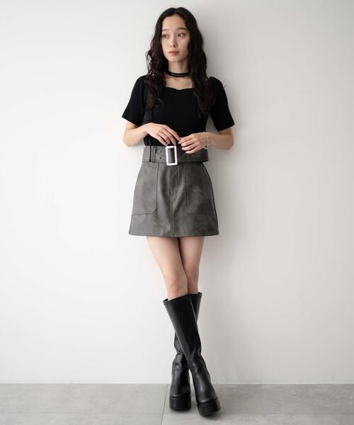 WEGO/ストーム付きワイドヒールロングブーツ（ブーツ）｜WEGO