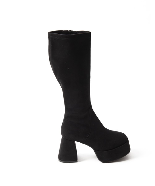 WEGO（ウィゴー）の「WEGO/ストーム付きワイドヒールロングブーツ（ブーツ・レディース・ブラック/ブラック系その他・X-LARGE/LARGE/MEDIUM/SMALL）」の5枚目の写真