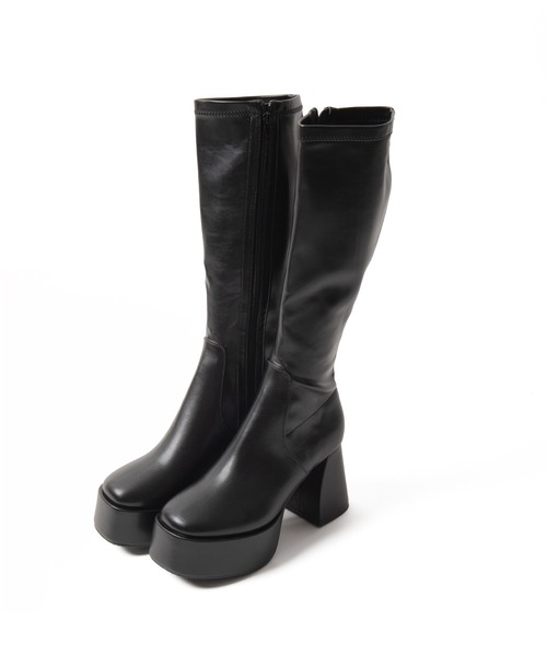 WEGO（ウィゴー）の「WEGO/ストーム付きワイドヒールロングブーツ（ブーツ・レディース・ブラック/ブラック系その他・X-LARGE/LARGE/MEDIUM/SMALL）」の10枚目の写真