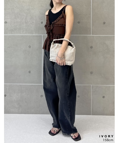 Re:EDIT（リエディ）の「2WAYフェイクレザーメッシュワンハンドルバッグ（ハンドバッグ・レディース・ベージュ/ブラック/アイボリー・FREE）」の13枚目の写真