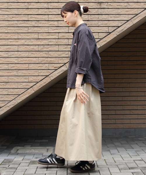 DANTON（ダントン）の「DANTON/ダントン　バンドカラーチェックシャツ　BAND COLLAR CHECK SHIRT　DT-B0290 STC（シャツ/ブラウス・レディース・ライトベージュ/ブラウン・38）」の8枚目の写真