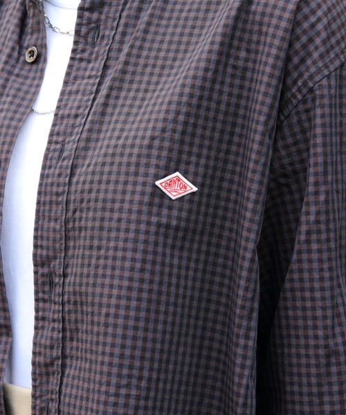 DANTON/ダントン バンドカラーチェックシャツ BAND COLLAR CHECK