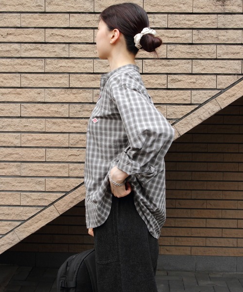DANTON バンドカラー チェックシャツ 40 DANTON（ダントン）の「DANTON / チェック バンドカラー シャツ