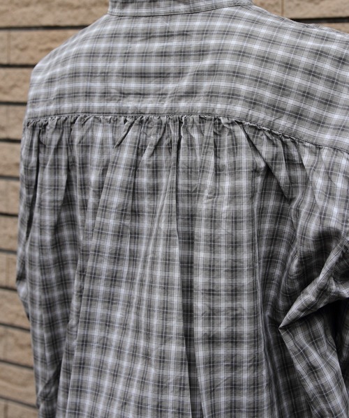 DANTON（ダントン）の「DANTON/ダントン　バンドカラーチェックシャツ　BAND COLLAR CHECK SHIRT　DT-B0290 STC（シャツ/ブラウス・レディース・ライトベージュ/ブラウン・38）」の22枚目の写真