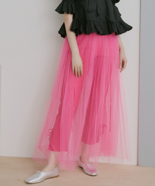 PERNA（ペルナ）の「チュールストラップスカート（スカート・レディース・ブラック/ホワイト/ピンク・MEDIUM/LARGE）」の3枚目の写真