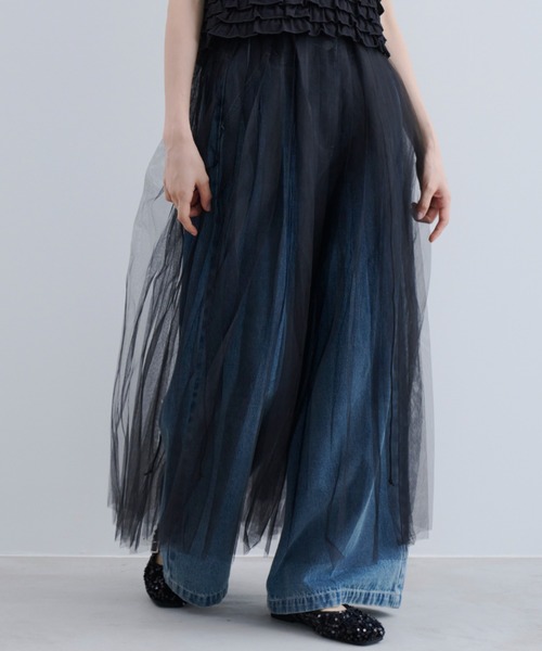 美品　PERNA　ペルナ　チュールストラップスカート　ブラック　M　ロング 美品 PERNA ペルナ チュールストラップスカート ブラック M