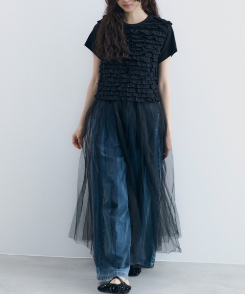 美品　PERNA　ペルナ　チュールストラップスカート　ブラック　M　ロング 美品 PERNA ペルナ チュールストラップスカート ブラック M ロング