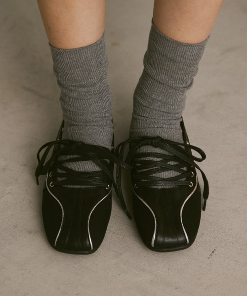 Aunt Marie's（アントマリーズ）の「レースアップスニーカーパンプス/バレエコアスニーカー（パンプス・レディース・ホワイト/ブラック・S/L/M）」の13枚目の写真