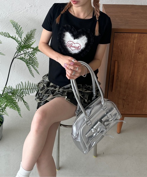 セール】2wayチュールハートオープントップス（Tシャツ