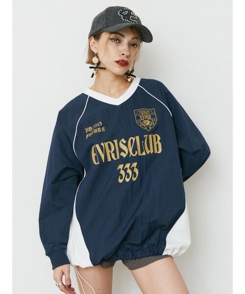 EVRIS（エヴリス）の「ブロケットコアナイロンユニフォームトップス（Tシャツ/カットソー・レディース・ブラック/レッド/ネイビー・FREE）」の8枚目の写真