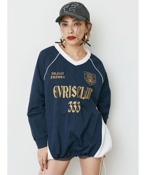 EVRIS（エヴリス）の「ブロケットコアナイロンユニフォームトップス（Tシャツ/カットソー・レディース・ブラック/レッド/ネイビー・FREE）」の10枚目の写真