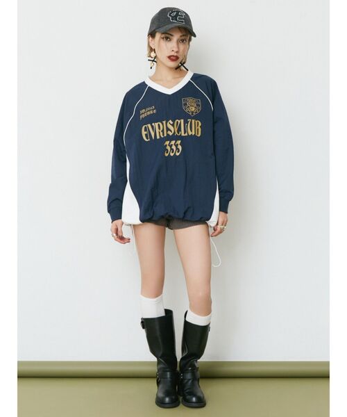 EVRIS（エヴリス）の「ブロケットコアナイロンユニフォームトップス（Tシャツ/カットソー・レディース・ブラック/レッド/ネイビー・FREE）」の11枚目の写真