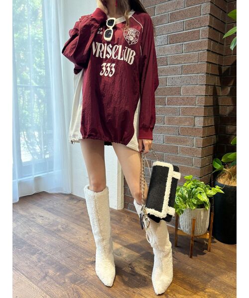 EVRIS（エヴリス）の「ブロケットコアナイロンユニフォームトップス（Tシャツ/カットソー・レディース・ブラック/レッド/ネイビー・FREE）」の21枚目の写真