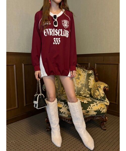 EVRIS（エヴリス）の「ブロケットコアナイロンユニフォームトップス（Tシャツ/カットソー・レディース・ブラック/レッド/ネイビー・FREE）」の22枚目の写真