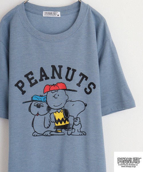 PEANUTS(ピーナッツ)の「PEANUTS カノコ 半袖Tシャツ(Tシャツ/カットソー・メンズ・ホワイト/ブラック/ブルーグレー/ブラック系/ライトカーキ/サックスブルー系・M/L/LL)」の4枚目の写真