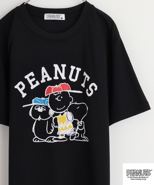 PEANUTS(ピーナッツ)の「PEANUTS カノコ 半袖Tシャツ(Tシャツ/カットソー・メンズ・ホワイト/ブラック/ブルーグレー/ブラック系/ライトカーキ/サックスブルー系・M/L/LL)」の2枚目の写真