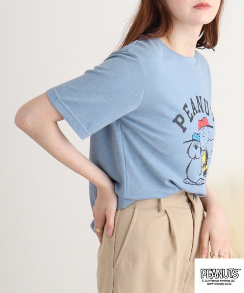 PEANUTS(ピーナッツ)の「PEANUTS カノコ 半袖Tシャツ(Tシャツ/カットソー・メンズ・ホワイト/ブラック/ブルーグレー/ブラック系/ライトカーキ/サックスブルー系・M/L/LL)」の21枚目の写真
