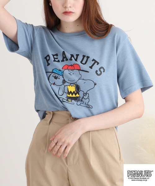 PEANUTS(ピーナッツ)の「PEANUTS カノコ 半袖Tシャツ(Tシャツ/カットソー・メンズ・ホワイト/ブラック/ブルーグレー/ブラック系/ライトカーキ/サックスブルー系・M/L/LL)」の20枚目の写真