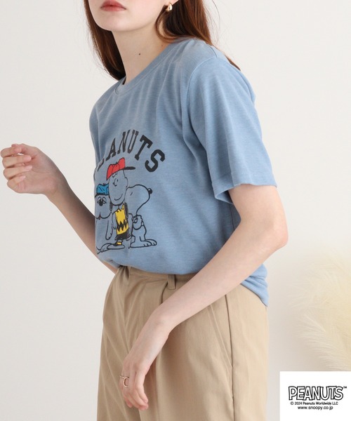 PEANUTS(ピーナッツ)の「PEANUTS カノコ 半袖Tシャツ(Tシャツ/カットソー・メンズ・ホワイト/ブラック/ブルーグレー/ブラック系/ライトカーキ/サックスブルー系・M/L/LL)」の19枚目の写真
