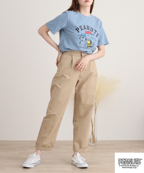 PEANUTS(ピーナッツ)の「PEANUTS カノコ 半袖Tシャツ(Tシャツ/カットソー・メンズ・ホワイト/ブラック/ブルーグレー/ブラック系/ライトカーキ/サックスブルー系・M/L/LL)」の22枚目の写真
