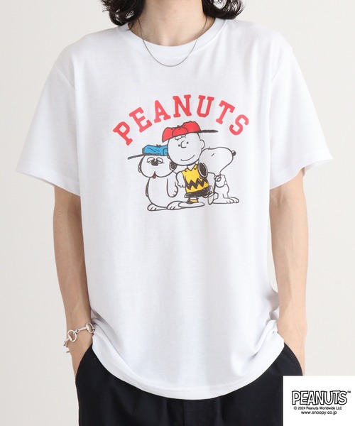 PEANUTS(ピーナッツ)の「PEANUTS カノコ 半袖Tシャツ(Tシャツ/カットソー・メンズ・ホワイト/ブラック/ブルーグレー/ブラック系/ライトカーキ/サックスブルー系・M/L/LL)」の14枚目の写真