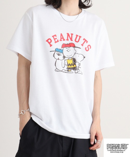 PEANUTS(ピーナッツ)の「PEANUTS カノコ 半袖Tシャツ(Tシャツ/カットソー・メンズ・ホワイト/ブラック/ブルーグレー/ブラック系/ライトカーキ/サックスブルー系・M/L/LL)」の16枚目の写真