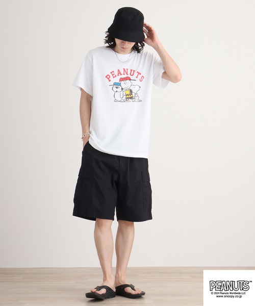 PEANUTS(ピーナッツ)の「PEANUTS カノコ 半袖Tシャツ(Tシャツ/カットソー・メンズ・ホワイト/ブラック/ブルーグレー/ブラック系/ライトカーキ/サックスブルー系・M/L/LL)」の17枚目の写真