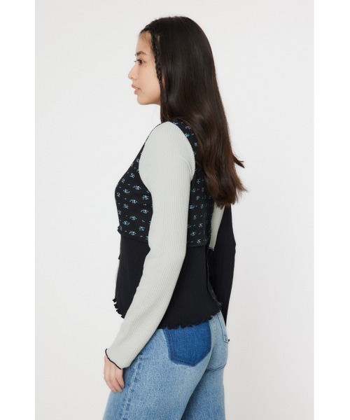 RODEO CROWNS WIDE BOWL（ロデオクラウンズワイドボウル）の「パッチワーク2WAYリブトップス（カーディガン/ボレロ・レディース・ブラック系その他/レッド系その他・FREE）」の20枚目の写真