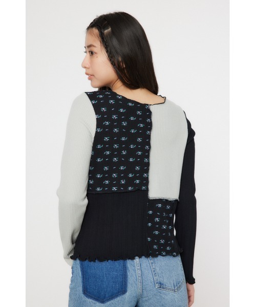 RODEO CROWNS WIDE BOWL（ロデオクラウンズワイドボウル）の「パッチワーク2WAYリブトップス（カーディガン/ボレロ・レディース・ブラック系その他/レッド系その他・FREE）」の19枚目の写真