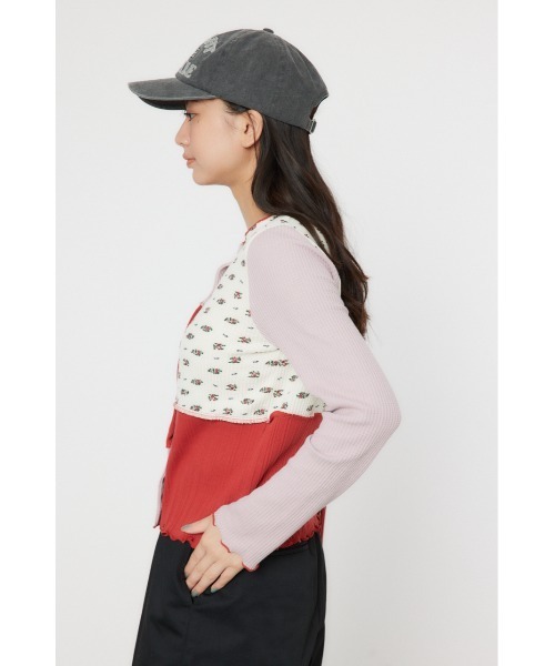 RODEO CROWNS WIDE BOWL（ロデオクラウンズワイドボウル）の「パッチワーク2WAYリブトップス（カーディガン/ボレロ・レディース・ブラック系その他/レッド系その他・FREE）」の16枚目の写真