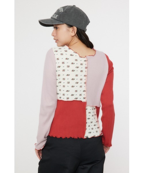 RODEO CROWNS WIDE BOWL（ロデオクラウンズワイドボウル）の「パッチワーク2WAYリブトップス（カーディガン/ボレロ・レディース・ブラック系その他/レッド系その他・FREE）」の15枚目の写真