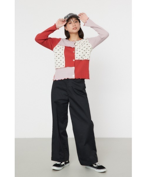 RODEO CROWNS WIDE BOWL（ロデオクラウンズワイドボウル）の「パッチワーク2WAYリブトップス（カーディガン/ボレロ・レディース・ブラック系その他/レッド系その他・FREE）」の14枚目の写真