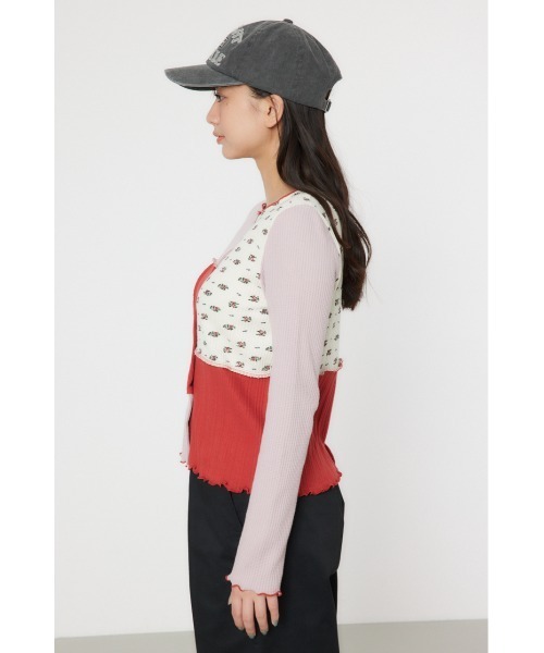 RODEO CROWNS WIDE BOWL（ロデオクラウンズワイドボウル）の「パッチワーク2WAYリブトップス（カーディガン/ボレロ・レディース・ブラック系その他/レッド系その他・FREE）」の11枚目の写真