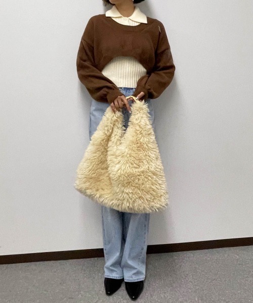 ENIM BY VICKY(エニムバイビッキー)の「ショートニットトップスxノースリリブポロセット(アンサンブル・レディース・グレー/ブラウン・M)」の19枚目の写真