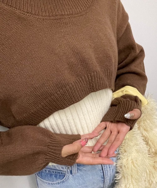 ENIM BY VICKY(エニムバイビッキー)の「ショートニットトップスxノースリリブポロセット(アンサンブル・レディース・グレー/ブラウン・M)」の15枚目の写真