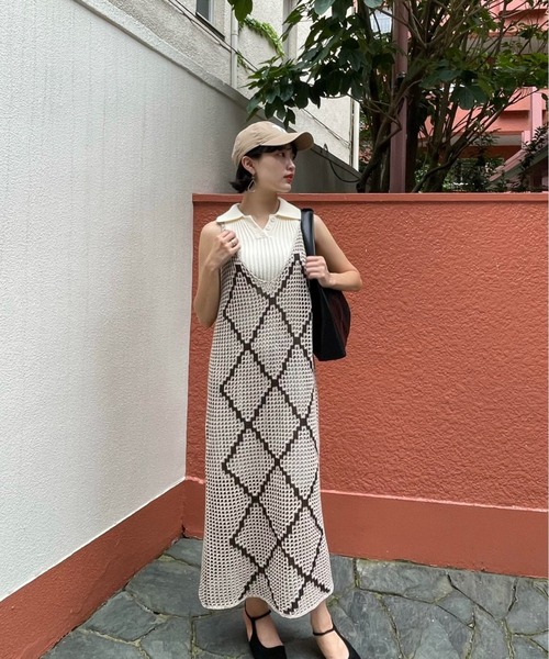 ENIM BY VICKY(エニムバイビッキー)の「ショートニットトップスxノースリリブポロセット(アンサンブル・レディース・グレー/ブラウン・M)」の20枚目の写真