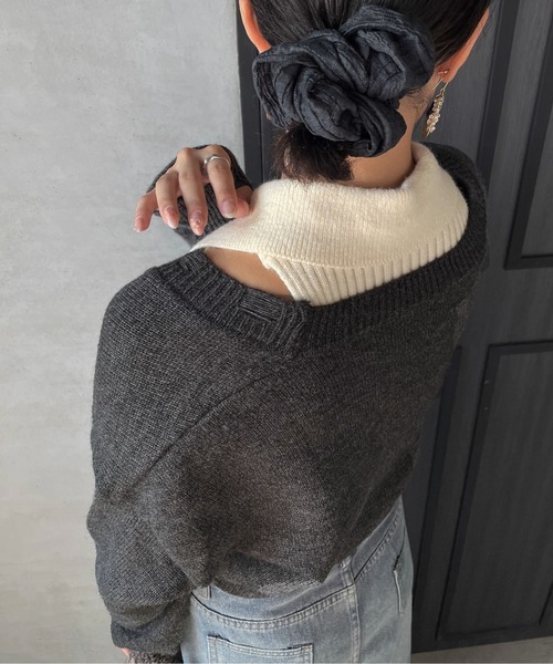 ENIM BY VICKY(エニムバイビッキー)の「ショートニットトップスxノースリリブポロセット(アンサンブル・レディース・グレー/ブラウン・M)」の11枚目の写真