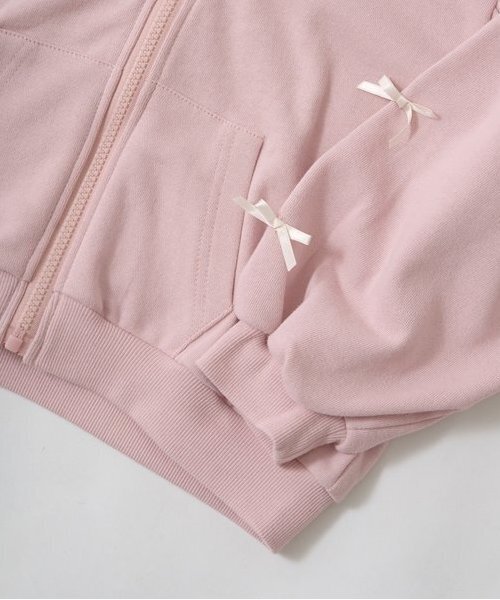 Lycee mine（リセマイン）の「【毛玉バイバイ裏毛】リボン付きフリルジップパーカ（パーカー・キッズ・トップグレー/ライトピンク/モカ/オートミール/ダークブルー/ラベンダー・100cm/110cm/120cm/130cm/140cm/150cm）」の21枚目の写真