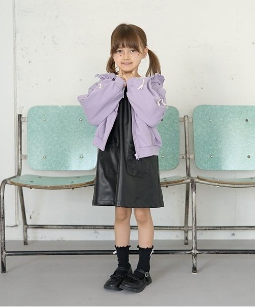 Lycee mine（リセマイン）の「【毛玉バイバイ裏毛】リボン付きフリルジップパーカ（パーカー・キッズ・トップグレー/ライトピンク/モカ/オートミール/ダークブルー/ラベンダー・100cm/110cm/120cm/130cm/140cm/150cm）」の13枚目の写真