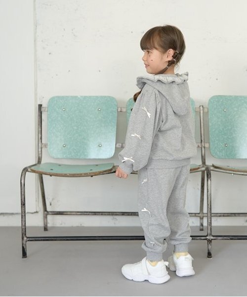 Lycee mine（リセマイン）の「【毛玉バイバイ裏毛】リボン付きフリルジップパーカ（パーカー・キッズ・トップグレー/ライトピンク/モカ/オートミール/ダークブルー/ラベンダー・100cm/110cm/120cm/130cm/140cm/150cm）」の10枚目の写真