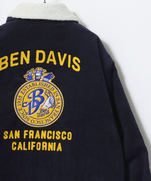 BEN DAVIS（ベンデイビス）の「BEN DAVIS/ベンデイビス REMOVAL BOA COLLAR CORD JACKET/オーバーサイズ コーデュロイ 襟ボア ワッペン刺繍 ワークジャケット/ブルゾン/レディース メンズ（ブルゾン・メンズ・ブラウン/ネイビー/ブラック/オフホワイト・M/L/XL）」の2枚目の写真