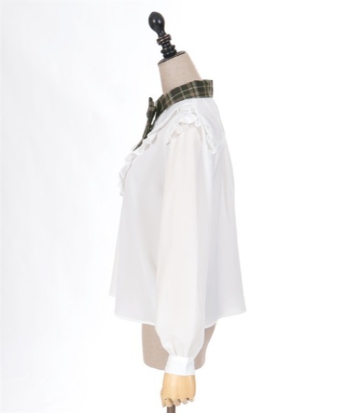 axes femme POETIQUE（アクシーズファムポエティック）の「リボン付配色襟デザインブラウス（シャツ/ブラウス・レディース・グレー/ホワイト/キナリ・MEDIUM）」の8枚目の写真