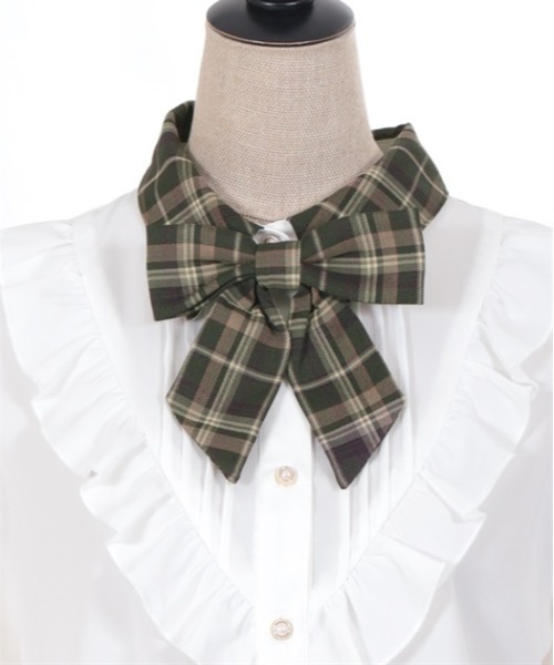 axes femme POETIQUE（アクシーズファムポエティック）の「リボン付配色襟デザインブラウス（シャツ/ブラウス・レディース・グレー/ホワイト/キナリ・MEDIUM）」の12枚目の写真