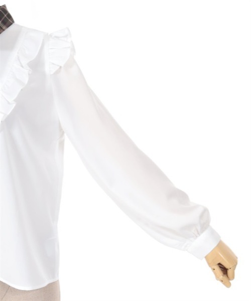 axes femme POETIQUE（アクシーズファムポエティック）の「リボン付配色襟デザインブラウス（シャツ/ブラウス・レディース・グレー/ホワイト/キナリ・MEDIUM）」の16枚目の写真