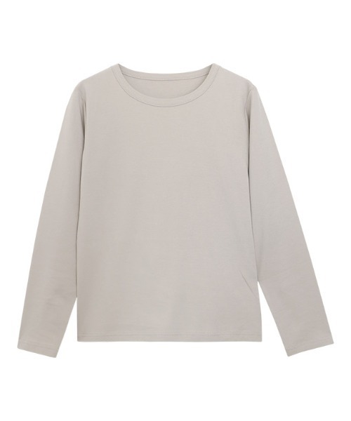 Pierrot(ピエロ)の「シンプルロングスリーブTシャツ(Tシャツ/カットソー・レディース・オフホワイト/チャコール/グレイッシュベージュ/ブラック・L/M/LL/S)」の17枚目の写真