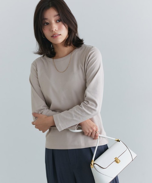Pierrot(ピエロ)の「シンプルロングスリーブTシャツ(Tシャツ/カットソー・レディース・オフホワイト/チャコール/グレイッシュベージュ/ブラック・L/M/LL/S)」の21枚目の写真