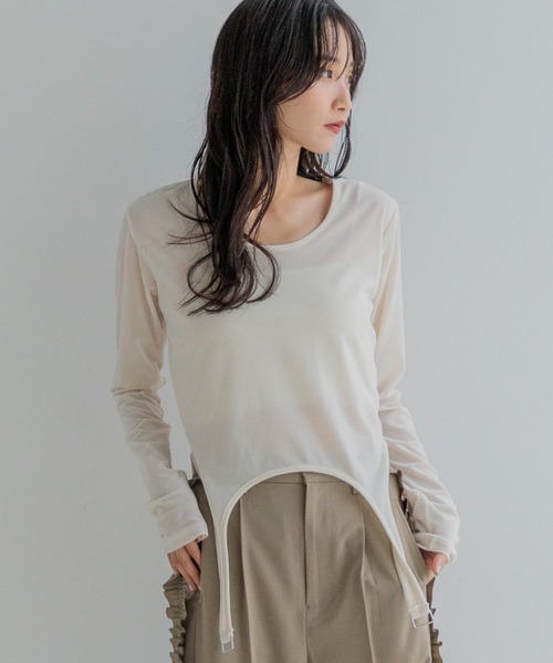 LOWRYS FARM（ローリーズファーム）の「フロッキーガーターTシャツロングスリーブ　148882（Tシャツ/カットソー・レディース・ブラック/その他/アイボリー・FREE）」の17枚目の写真